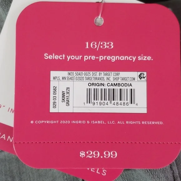 Isabel Maternity Skinny Jeans-expandable side panels, Gray Sz 00, 2, 16, 18NWT - Picture 5 of 7